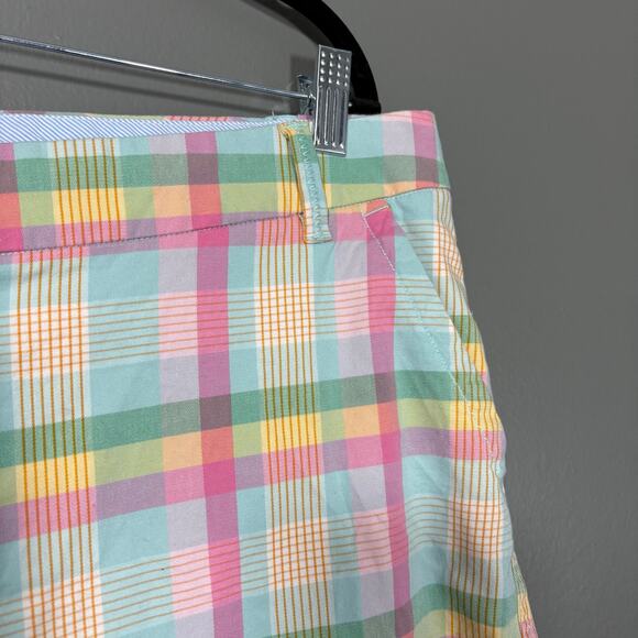 Crown & Ivy Pink & Blue Madras Plaid Preppy Shorts - 16W - Women's Plus Size - Picture 2 of 7